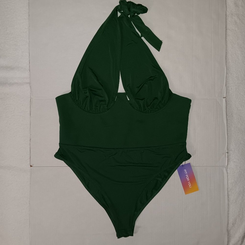 SHEIN CURVE WOMEN'S BODYSUIT TOP GREEN SIZE 1X